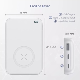 Foto 3 | Foto 3 | Cargador Batería Magnético Inalámbrico 10000mah Para Iphone Eo Safe Imports Esi-14585-1 Blanco
