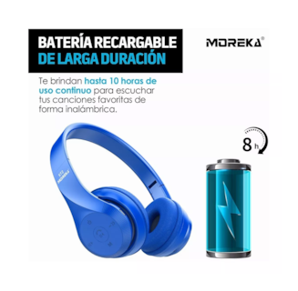 Foto 2 | Foto 2 | Audífono Diadema Inalámbrico Moreka Plegable Azul