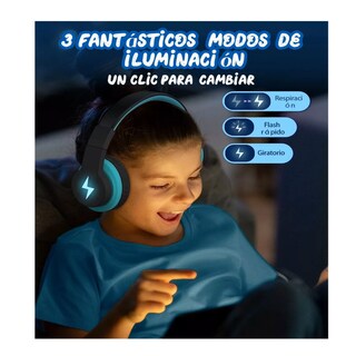 Foto 2 | Foto 2 | Auriculares Bluetooth Diadema Inalámbricos 45h Para Niños, Belug  Azul/negro