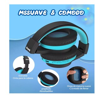 Foto 3 | Foto 3 | Auriculares Bluetooth Diadema Inalámbricos 45h Para Niños, Belug  Azul/negro