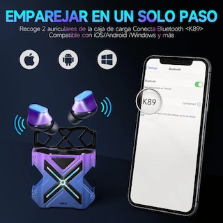 Foto 2 | Foto 2 | Audífonos Bluetooth In-ear Gamer K89 Reducción De Ruido Violeta