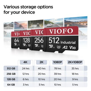 Foto 4 | Foto 4 | Tarjeta Microsd Viofo 64gb De Grado Industrial U3 A2 V30 Con Adaptador - Venta Internacional.