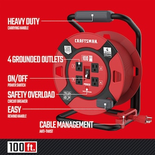 Foto 2 | Foto 2 | Carrete De Cable De Extensión Retráctil Craftsman De 30 M Con 4 Salidas - Venta Internacional.