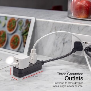 Foto 3 | Foto 3 | Cable De Extensión Power Strip Ge De 3 Salidas, 15 Cm, Trenzado, Negro - Venta Internacional.