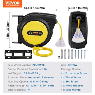 Foto 7 | Foto 7 | Carrete De Cable De Extensión Retráctil Vevor De 65 Pies Con Salida De Triple Grifo - Venta Internacional.