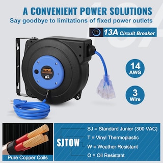 Foto 4 | Foto 4 | Carrete De Cable De Extensión Retráctil Vevor De 50 Pies Con Toma De Corriente Iluminada - Venta Internacional.