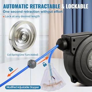Foto 5 | Foto 5 | Carrete Retráctil De Cable De Extensión Vevor, 30 Pies, 10 A, 125 V, Azul - Venta Internacional.