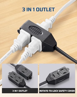 Foto 4 | Foto 4 | Cable De Extensión Dewenwils, Regleta De Alimentación De 3 Salidas, 3 Pies, 16 Awg, Negro - Venta Internacional.