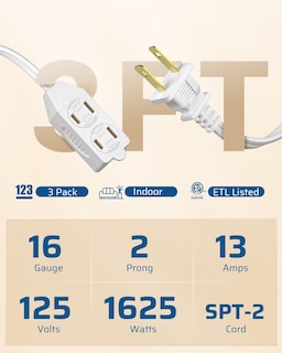 Foto 2 | Foto 2 | Cable De Extensión Dewenwils Spt-2 De 3 Pies, 16 Awg, Enchufes De 2 Clavijas - Venta Internacional.