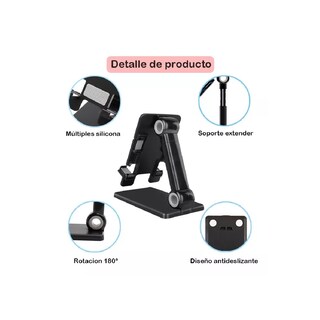 Foto 3 | Foto 3 | Soporte De Escritorio Para Celular Plegable Y Ajustable Eo Safe Imports Esi-10267 Negro