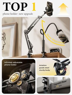 Foto 2 | Foto 2 | Soporte Para Teléfono Lisen, Cuello De Cisne, Para Cama Y Escritorio Iphone 15, Plateado - Venta Internacional.