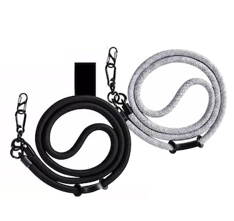 Foto 4 | Foto 4 | Colgantes Y Correas Celular Cuerpo Moda Ajustable 10mm 2 Pzs, Negro + Gris
