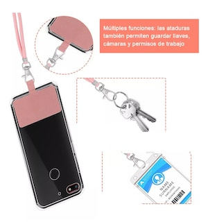 Foto 2 | Foto 2 | Correa Para Celular Cuerpo Cruzado Ajustable 2 Pzs, Negro + Rosa