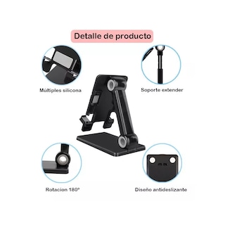 Foto 3 | Foto 3 | Soporte de Escritorio BELUG para Celular Plegable y Ajustable Negro