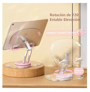 Foto 2 | Foto 2 | Soporte 360 Ajustable Plegable Para Tableta/télefono Rosa Transparente