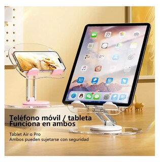 Foto 5 | Foto 5 | Soporte 360 Ajustable Plegable Para Tableta/télefono Rosa Transparente