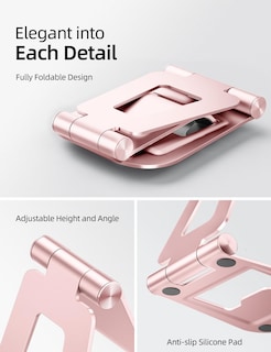 Foto 4 | Foto 4 | Soporte para Tableta Nulaxy Doble Plegable de Aluminio Oro Rosa - Venta Internacional