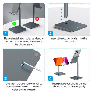 Foto 2 | Foto 2 | Soporte Para Teléfono Celular Omoton, Ángulo Ajustable, Altura Gris - Venta Internacional.