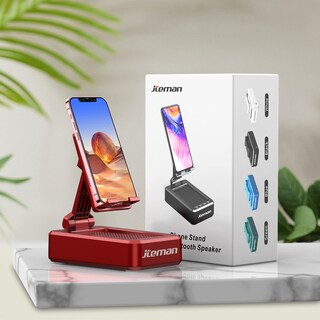 Foto 6 | Foto 6 | Soporte Portátil Para Teléfono Con Altavoz Bluetooth Jteman, Rojo - Venta Internacional.