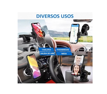 Foto 2 | Foto 2 | Soporte Para Teléfono Para Coche, Soporte Porta Celular 3 En 1 Esi-6105 Negro