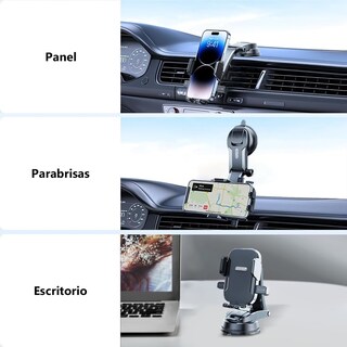Foto 6 | Foto 6 | Soporte De Celular Para Coche Auto Retractil Ajustable Con Ventosa Y Espacio Para Cables Agarre De Pinza