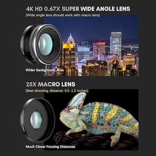Foto 4 | Foto 4 | Kit De Lentes Para Teléfono Andoer 4 En 1 Con Teleobjetivo Gran Angular 22x - Venta Internacional.
