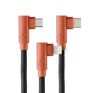 Foto 1 | Foto 1 | Cable 3en1 Hune Hiedra color Marrón Sustentable Microusb Tipo C y Lightning 90 Grados