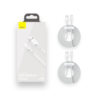 Foto 2 | Foto 2 | Dos Cables Tipo C Huawei Baseus Carga Rápida 40w Reforzado de 150cm Blanco