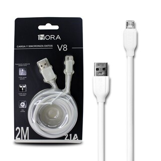 Foto 2 | Foto 2 | Cable Usb 1hora Salida V8 2.1a 2m Blanco Cab178