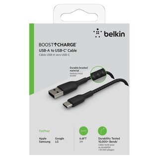 Foto 5 | Foto 5 | Cable Trenzado Usb-c a Usb-a Belkin Negro 2m