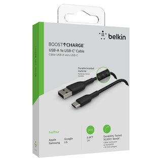 Foto 6 | Foto 6 | Cable Trenzado Usb-c a Usb-a Belkin Negro 2m