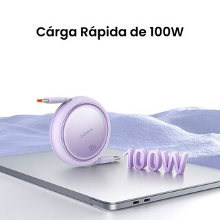 Foto 3 | Foto 3 | Cable USB C 100w Baseus Free2draw Mini Retráctil 1m Púrpura
