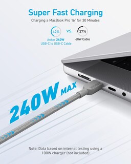 Foto 2 | Foto 2 | Cable USB-C a USB-C Anker de 240 W Carga Rápida 10 Pies para iPhone - Venta Internacional