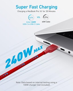 Foto 2 | Foto 2 | Cable USB-C a USB-C Anker 240 W Carga Rápida 10 Pies Rojo Paquete de 2 - Venta Internacional