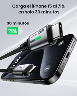 Foto 3 | Foto 3 | Cable Usb-c Iniu De 1 M Negro Para Iphone 15 Plus, Samsung S23 S22 - Venta Internacional.