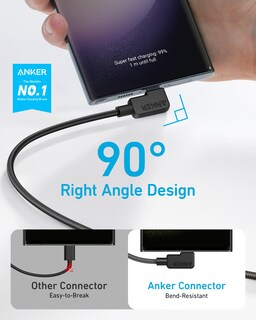 Foto 2 | Foto 2 | Cable Anker De 2 Unidades, Usb A A Usb-c De 90°, 1,8 M, Trenzado, Negro - Venta Internacional.