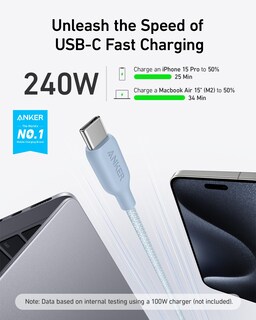 Foto 2 | Foto 2 | Cable Usb C Anker, 240 W, Trenzado Biológico, Tipo C, Carga Rápida, 1,8 M - Venta Internacional.