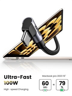 Foto 2 | Foto 2 | Cable USB-C a USB-C Ugreen 100 W Tipo C Ángulo Recto 3 m - Venta Internacional