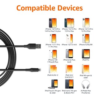 Foto 2 | Foto 2 | Cable de Carga Amazon Basics Usb-a A Lightning 3 m Para iPhone - Venta Internacional