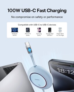 Foto 2 | Foto 2 | Cable Usb C Baseus De 100 W Y 2 M De Carga Rápida Retráctil - Venta Internacional.