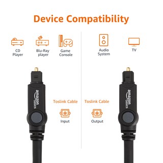 Foto 3 | Foto 3 | Cable De Audio Óptico Digital Toslink Amazon Basics De 1,8 M, Negro - Venta Internacional.