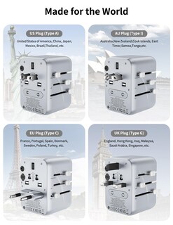 Foto 3 | Foto 3 | Adaptador De Viaje Universal Momax, Cargador Rápido Gan De 20 W, 2 Usb - Venta Internacional.