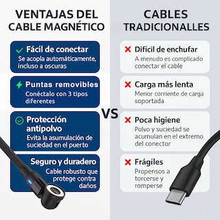 Foto 4 | Foto 4 | Cable Cargador Magnético 3 En 1 Usb-c / Micro Usb / Lightning 1 Metro 2.4a Con Giro 540° – Compatible Con Android Y Iphone