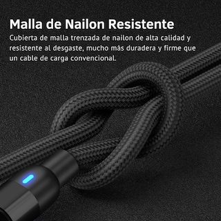 Foto 6 | Foto 6 | Cable Cargador Magnético 3 En 1 Usb-c / Micro Usb / Lightning 1 Metro 2.4a Con Giro 540° – Compatible Con Android Y Iphone