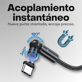 Foto 7 | Foto 7 | Cable Cargador Magnético 3 En 1 Usb-c / Micro Usb / Lightning 1 Metro 2.4a Con Giro 540° – Compatible Con Android Y Iphone