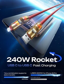 Foto 4 | Foto 4 | Cable De Carga Lisen Chubby Usb C A Usb C 4 En 1 2 M Rojo De 240 W - Venta Internacional.