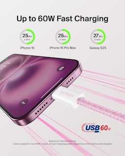 Foto 2 | Foto 2 | Cable Usb C A Usb C Para Iphone 16  Paquete De 2 Unidades  3 M  60 W  Rosa - Venta Internacional.