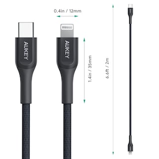 Foto 5 | Foto 5 | Cargador 20w Para Iphone 11 12 13 14 Aukey con Cable de 2 m