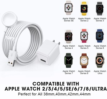 Foto 6 | Foto 6 | Cargador De Reloj Articona De 10 Pies De Largo Para Apple Watch Series 9/8/7/6/5/4/3/2/1 - Venta Internacional.