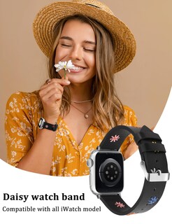 Foto 4 | Foto 4 | Correa De Reloj Wearlizer De Piel Floral Para Mujer Apple 45/44/42/46/49 Mm - Venta Internacional.